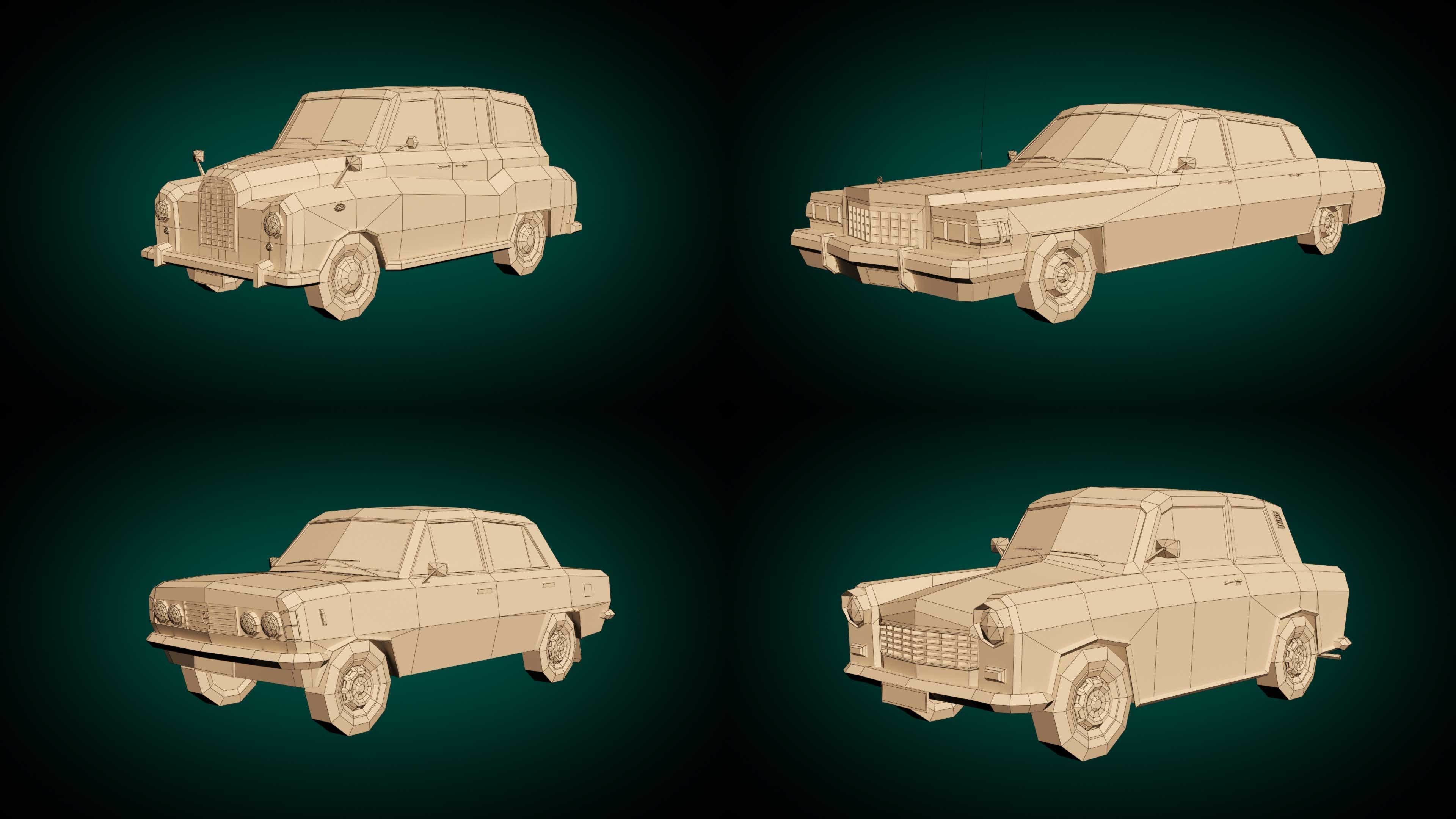 Low Poly Sedan Pack 03 3D Model Collection_17