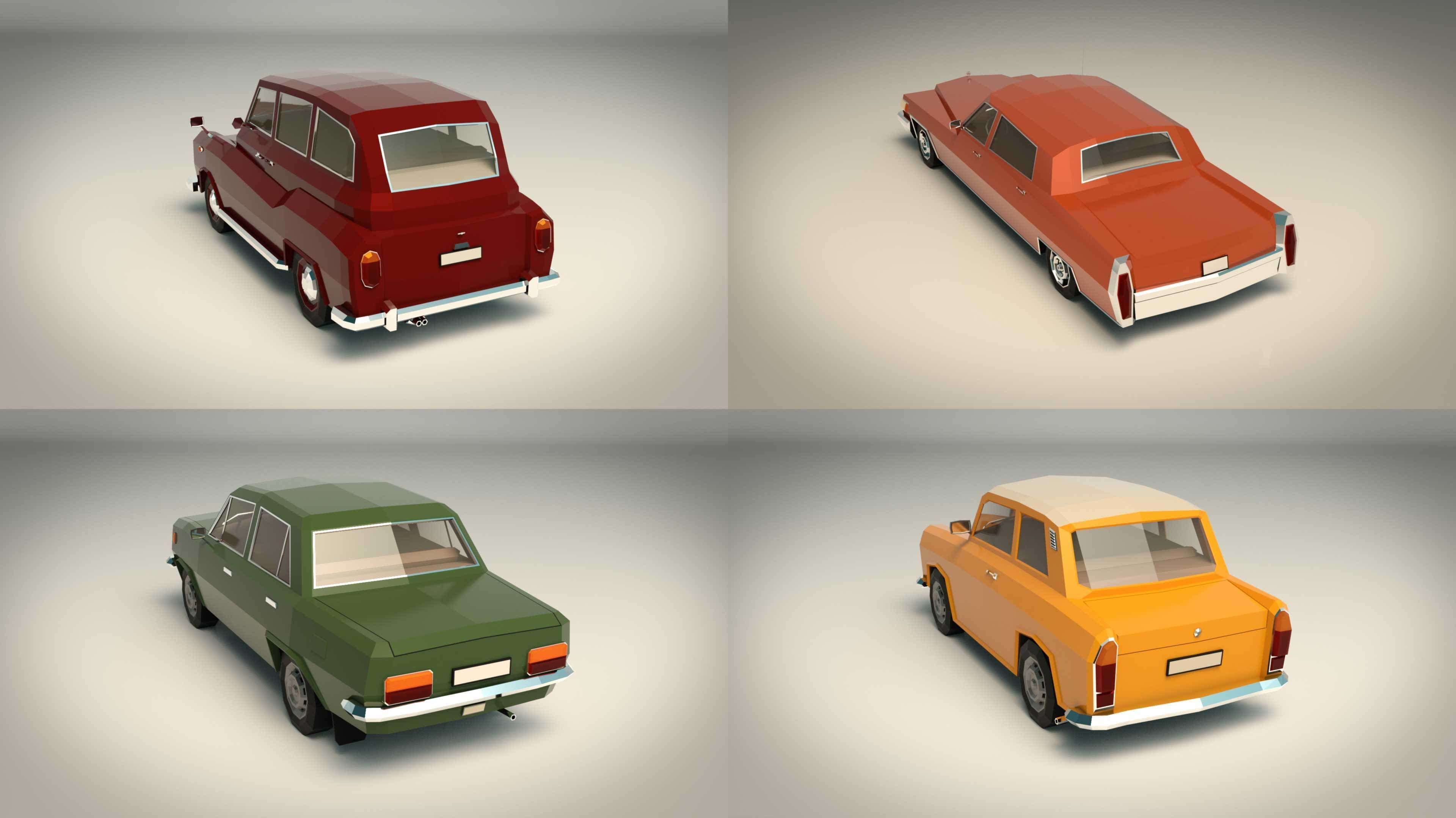 Low Poly Sedan Pack 03 3D Model Collection_9