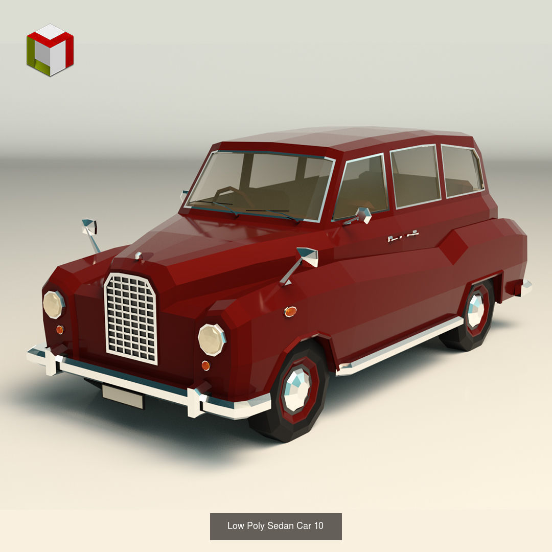 Low Poly Sedan Pack 03 3D Model Collection_6