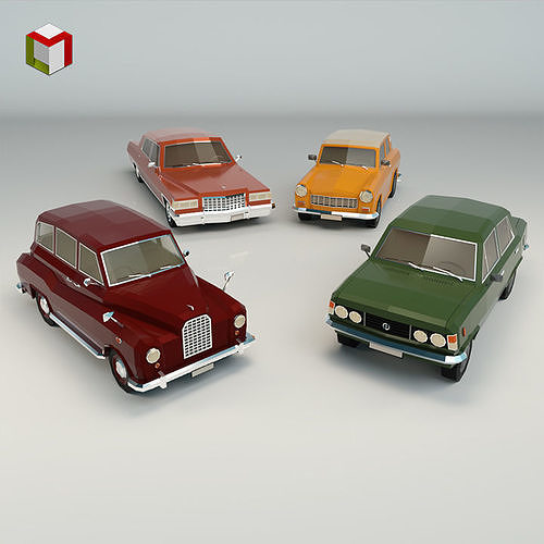 Low Poly Sedan Pack 03 3D Model Collection
