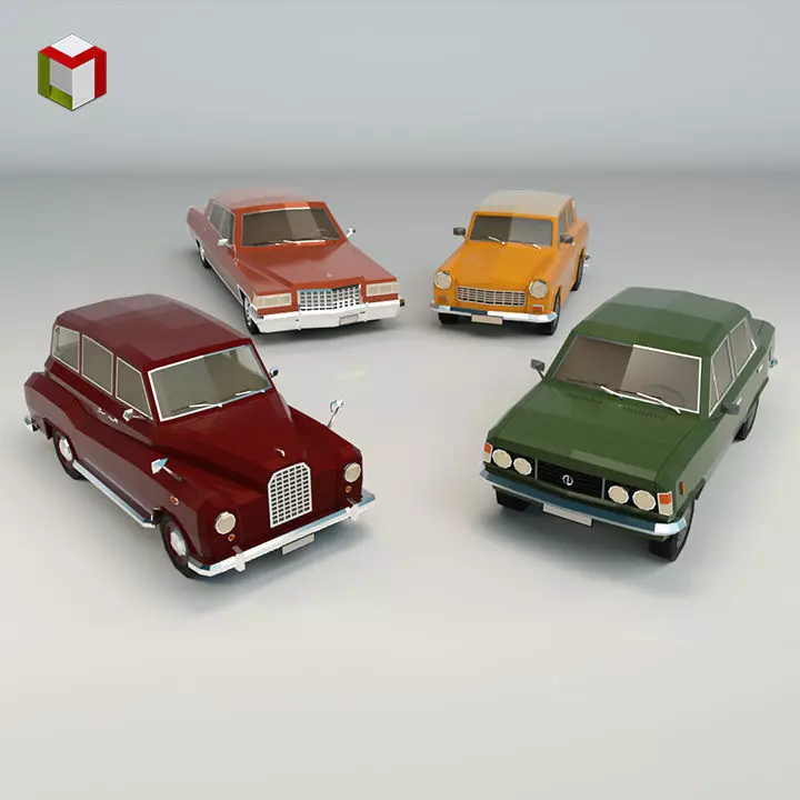 Low Poly Sedan Pack 03 3D Model Collection_0