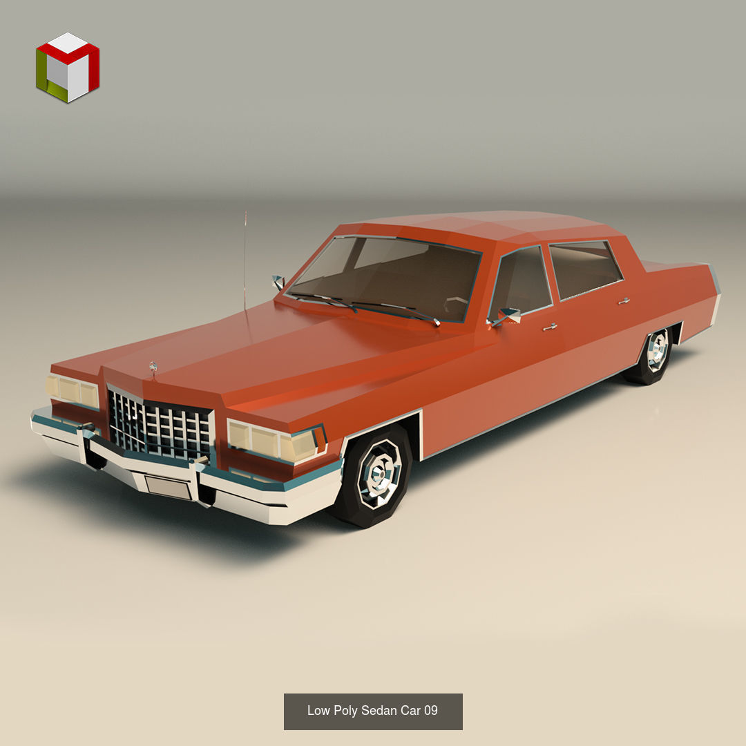 Low Poly Sedan Pack 03 3D Model Collection_8