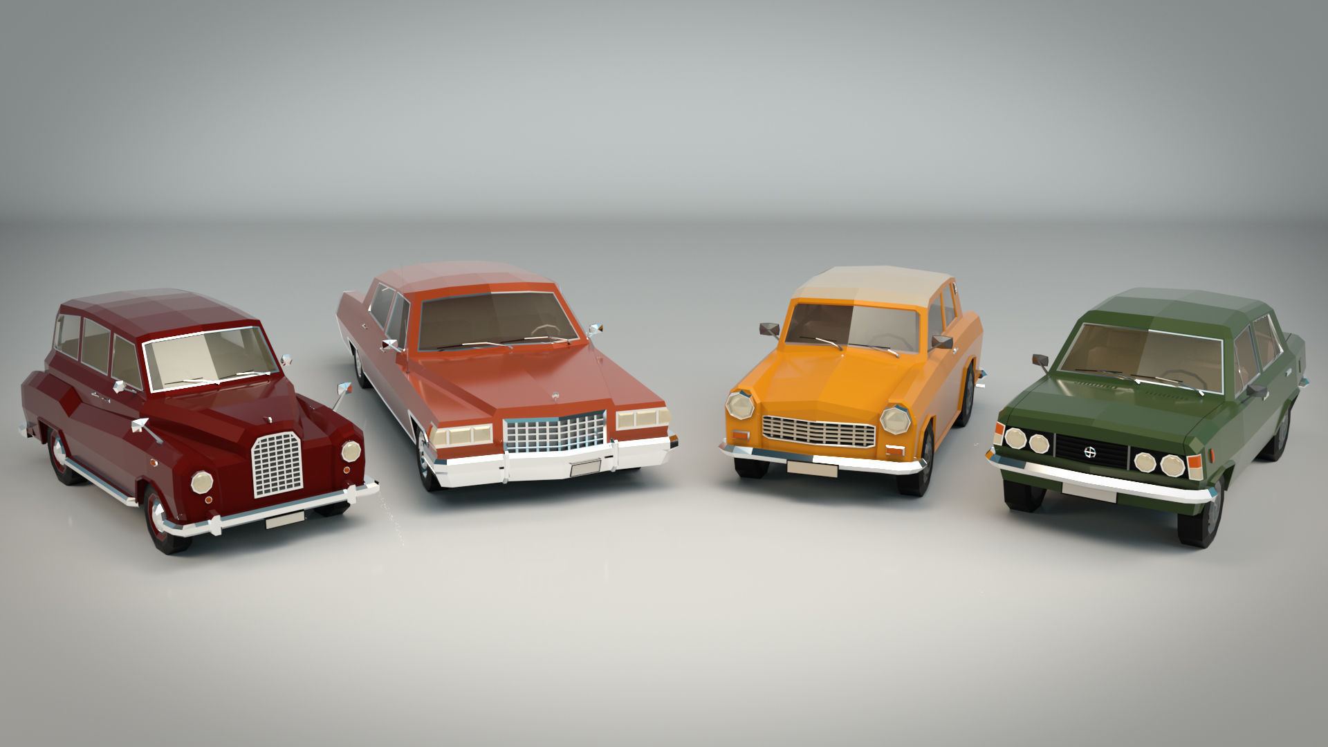 Low Poly Sedan Pack 03 3D Model Collection_5
