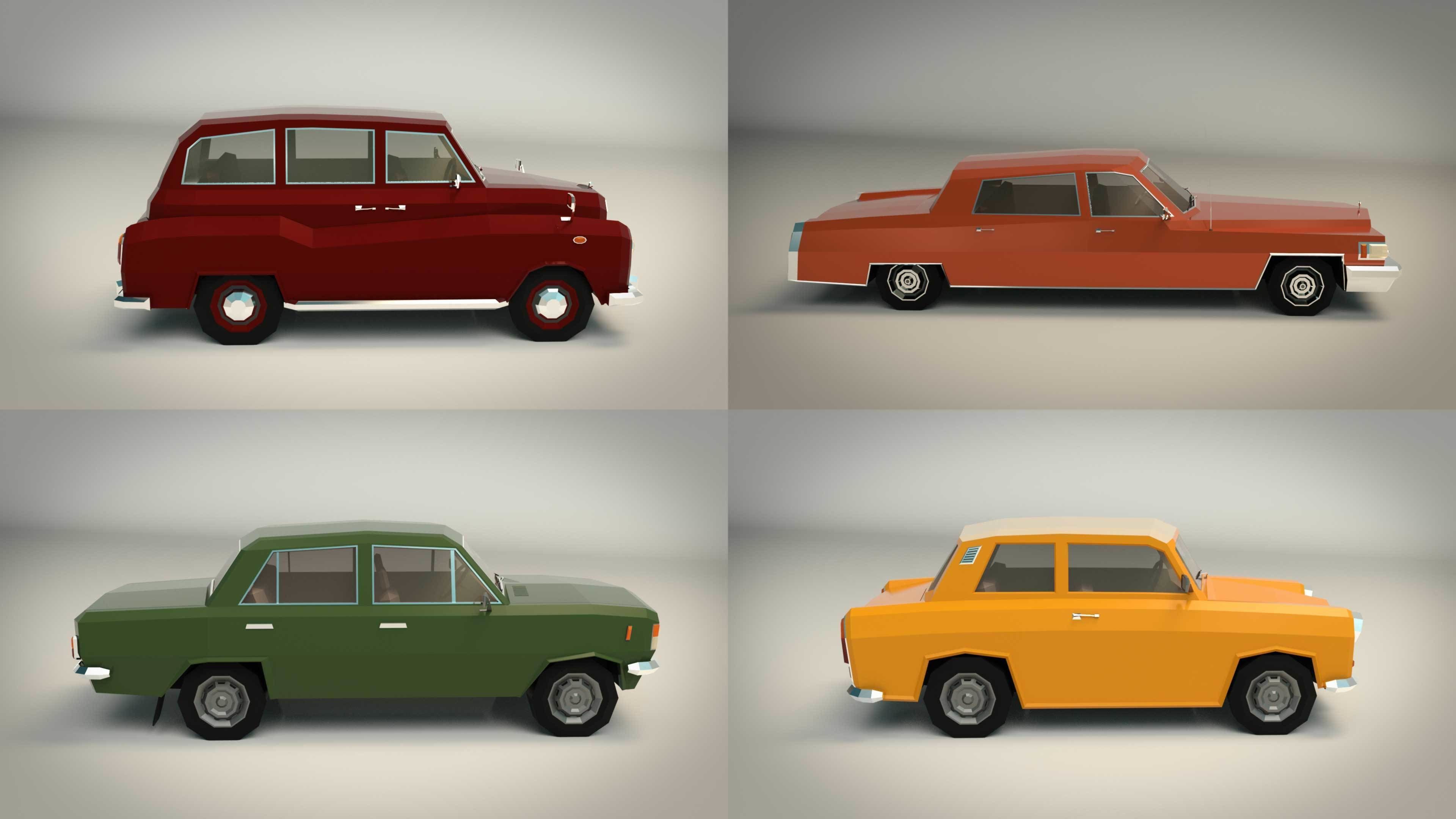 Low Poly Sedan Pack 03 3D Model Collection_15