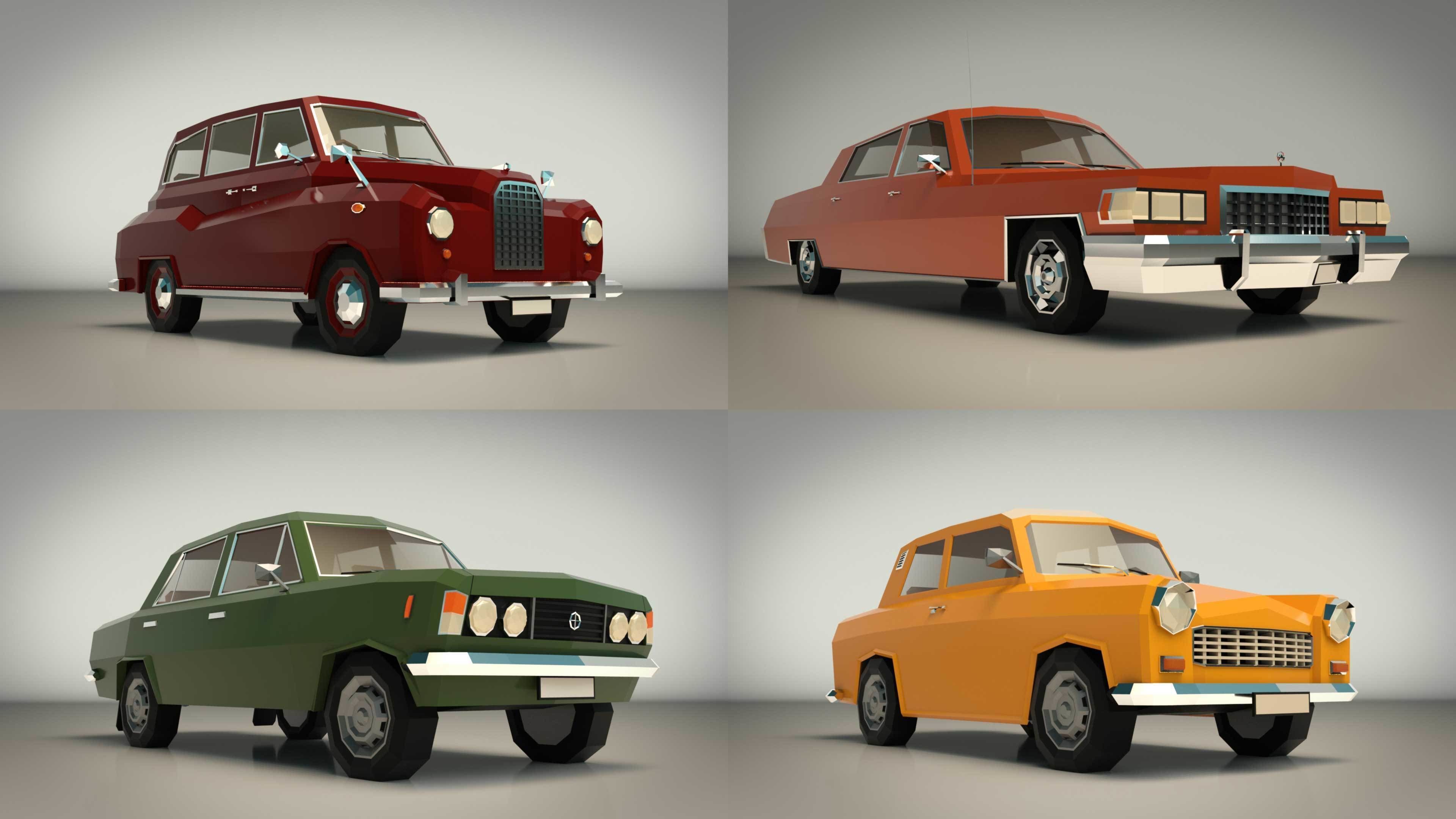 Low Poly Sedan Pack 03 3D Model Collection_14