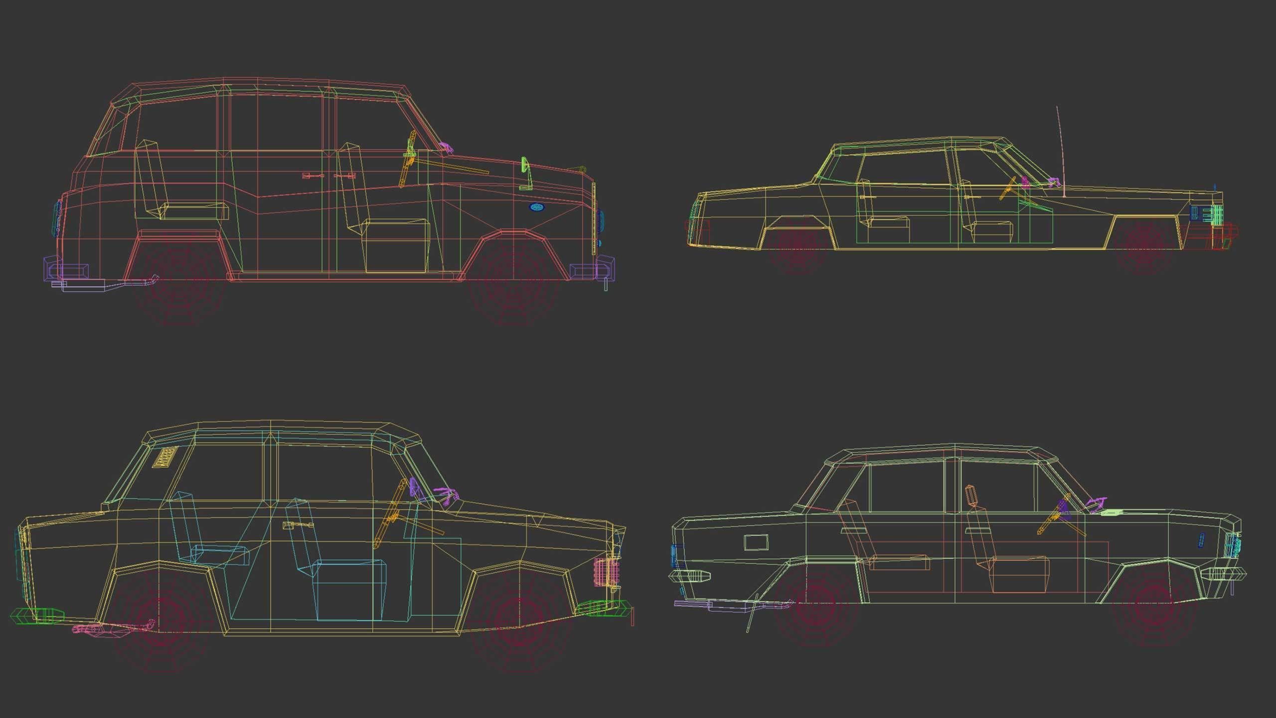 Low Poly Sedan Pack 03 3D Model Collection_24