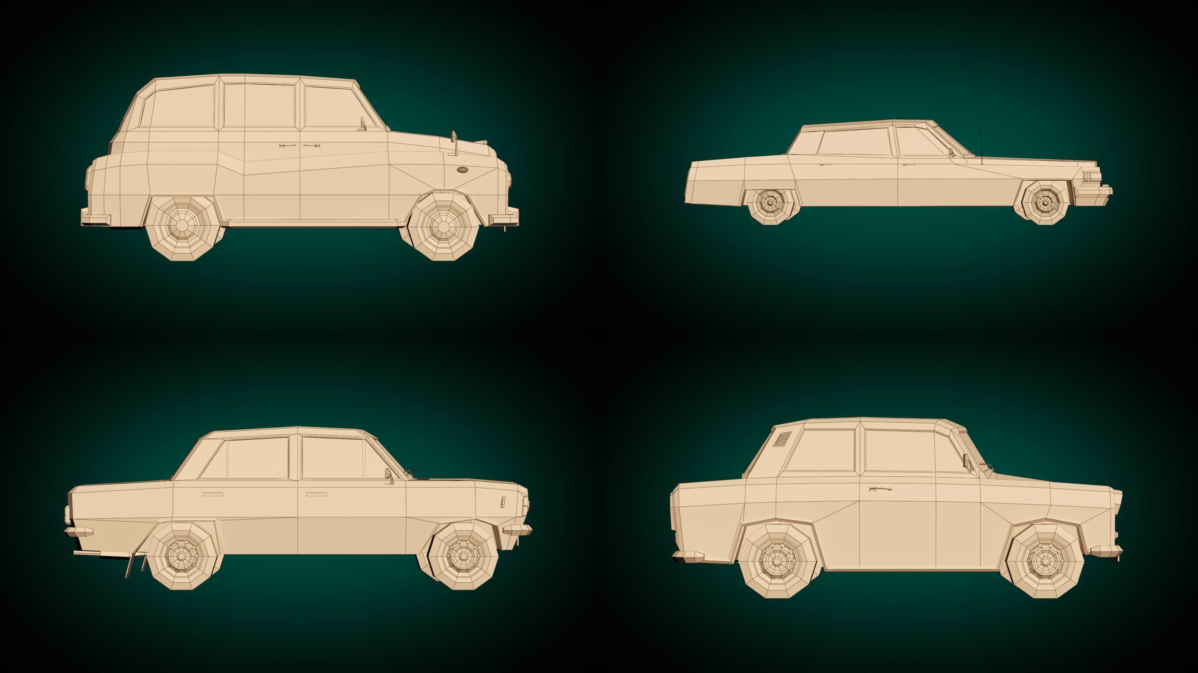 Low Poly Sedan Pack 03 3D Model Collection_19