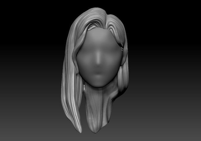 12inch size Hottoys figure style printable hair for 3d print 003 3D print model