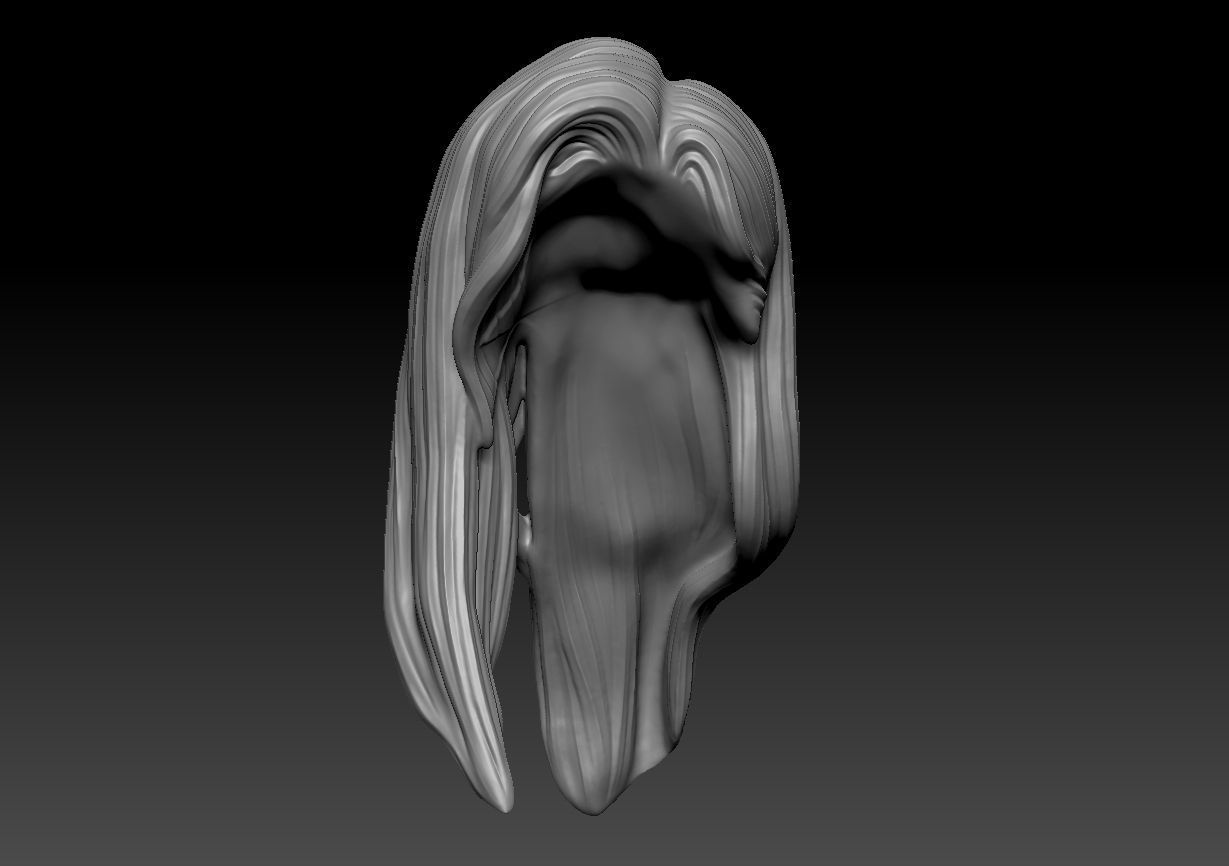 12inch size Hottoys figure style printable hair for 3d print 003 3D print model_8