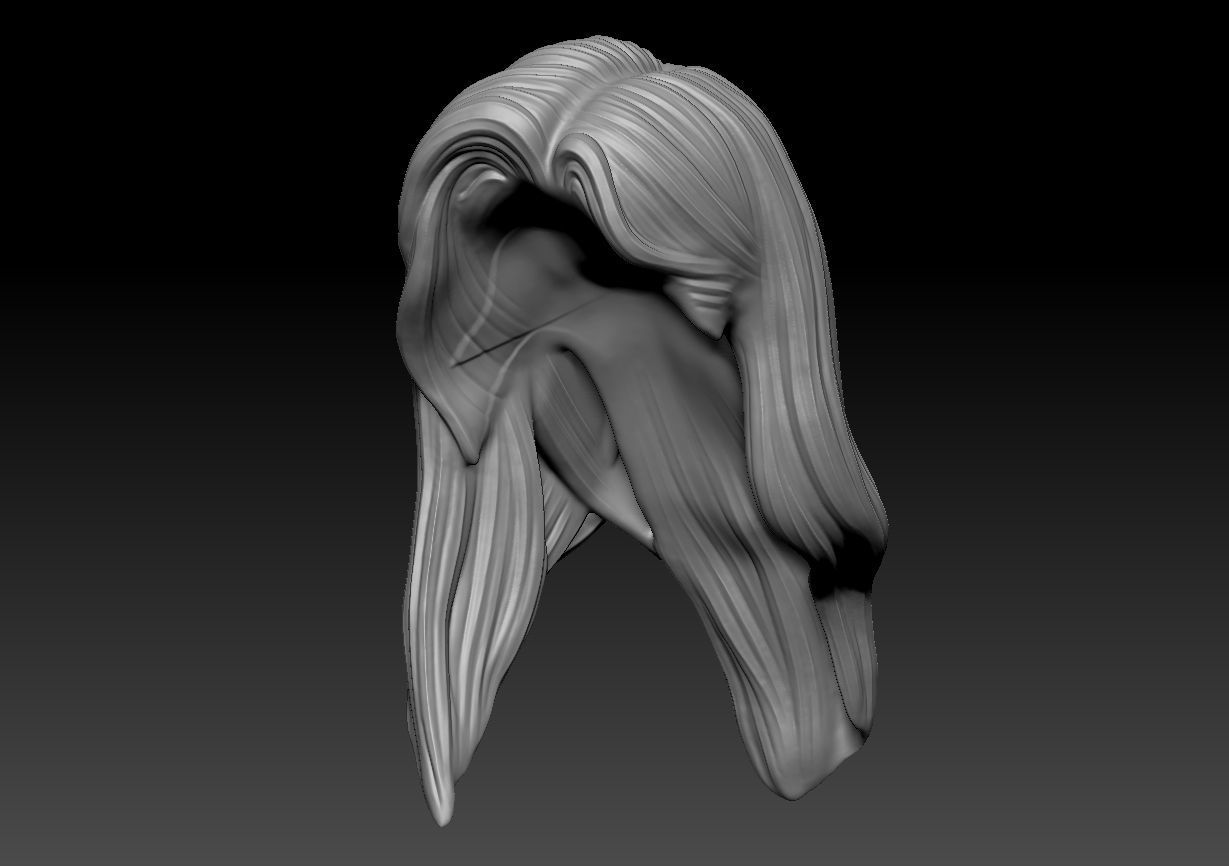 12inch size Hottoys figure style printable hair for 3d print 003 3D print model_10