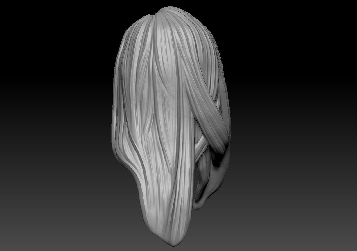 12inch size Hottoys figure style printable hair for 3d print 003 3D print model_3