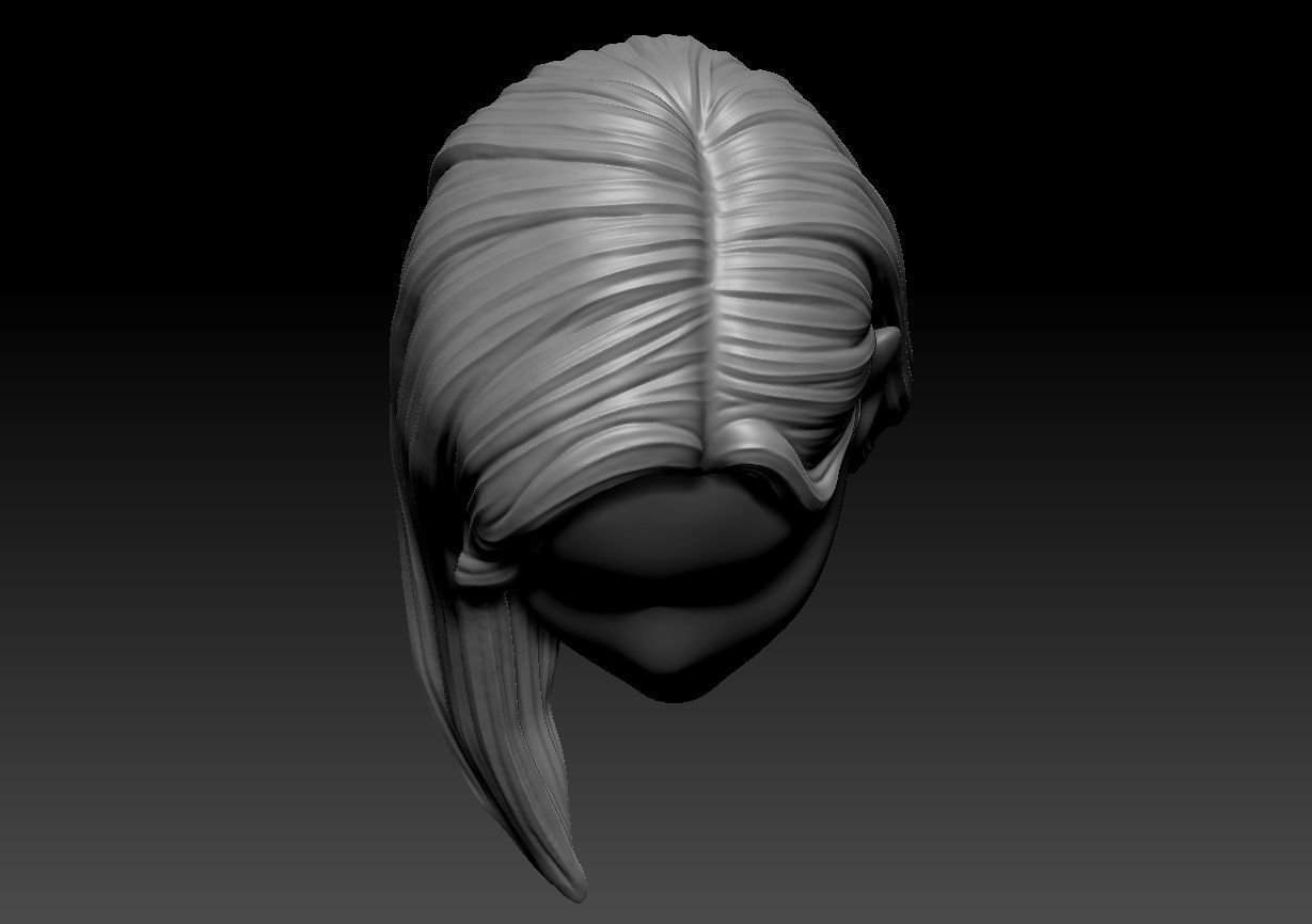 12inch size Hottoys figure style printable hair for 3d print 003 3D print model_6