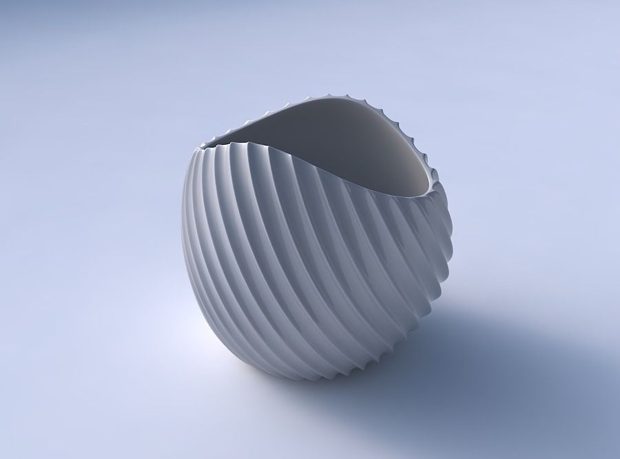 Bowl compressed 3 with extruded vertical lines 2 3D print model_3