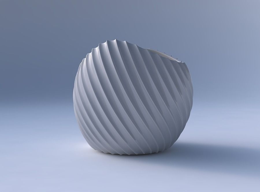 Bowl compressed 3 with extruded vertical lines 2 3D print model_4