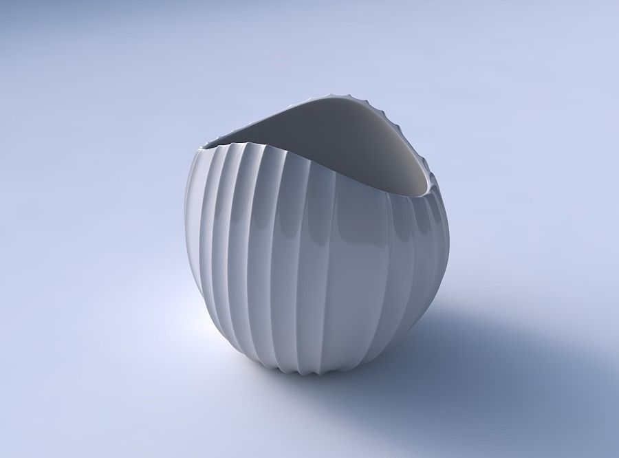 Bowl compressed 3 with extruded vertical lines 3D print model_3