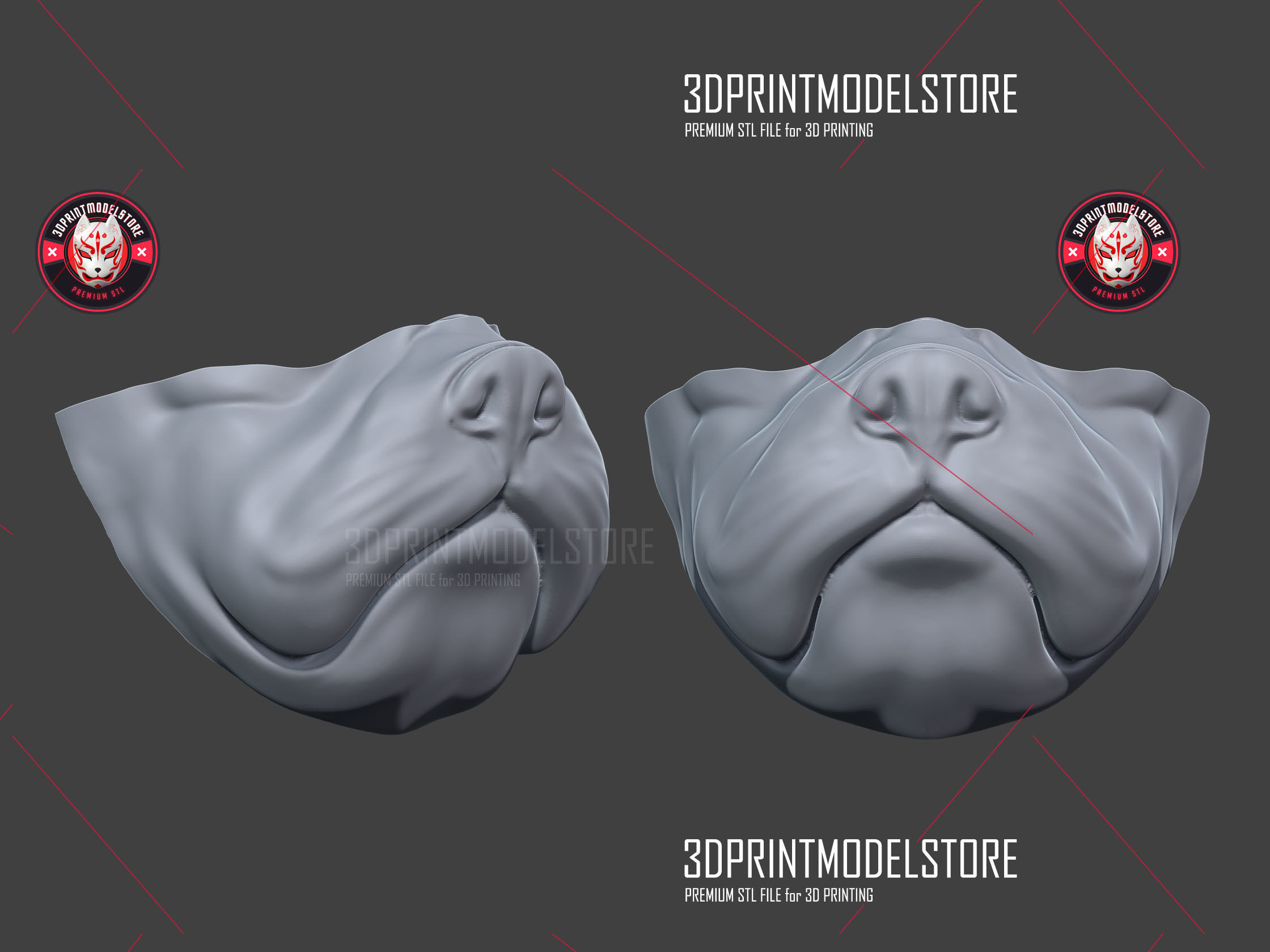 Bulldog Cosplay Mask - Halloween Costume 3D print model_1