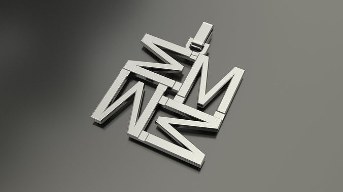 Pinwheel Letter M Necklace 3D print model