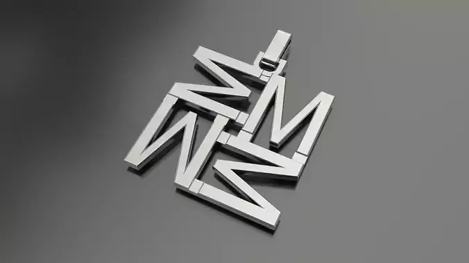 Pinwheel Letter M Necklace 3D print model