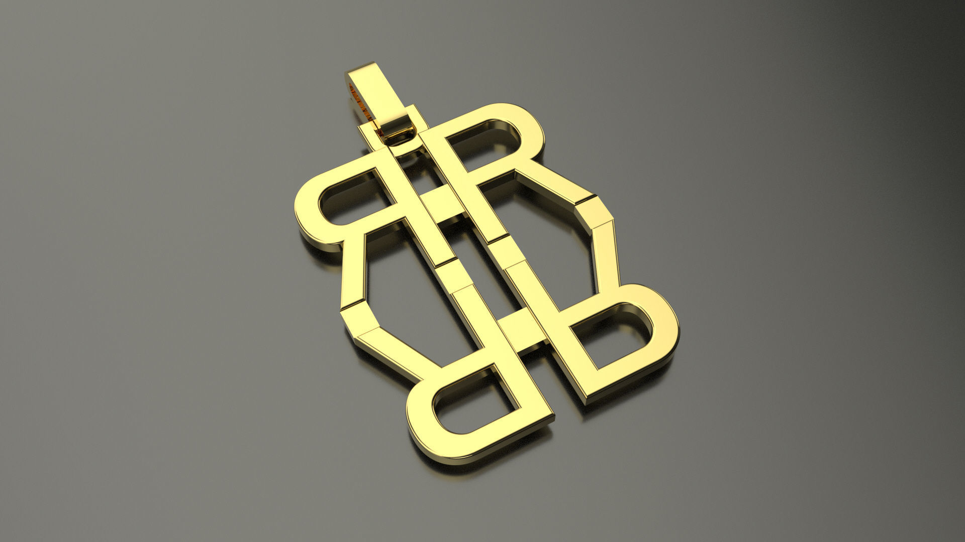 Pinwheel Letter R Necklace 3D print model_2
