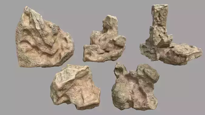 Rock Set Low-poly 3D model