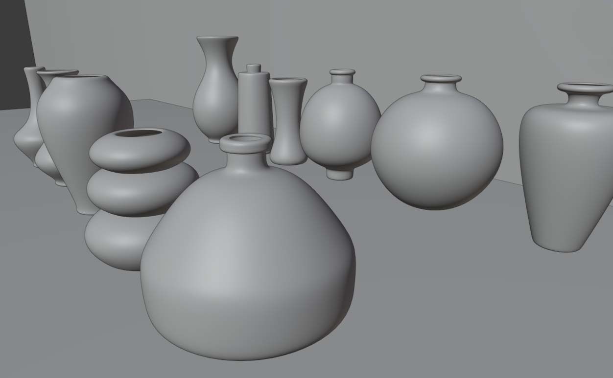 Vases - 16 Mixed Coloured - indoor assets 3D model_2
