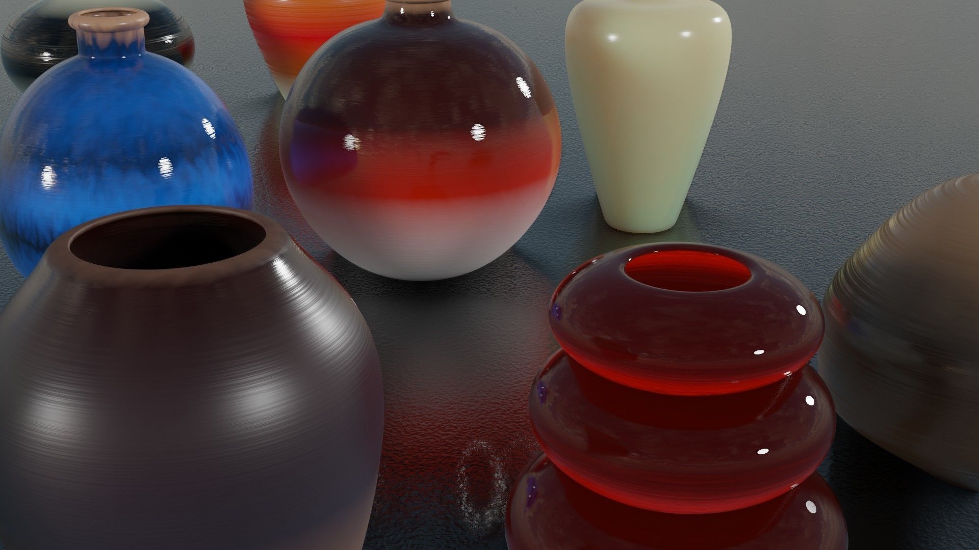 Vases - 16 Mixed Coloured - indoor assets 3D model_1