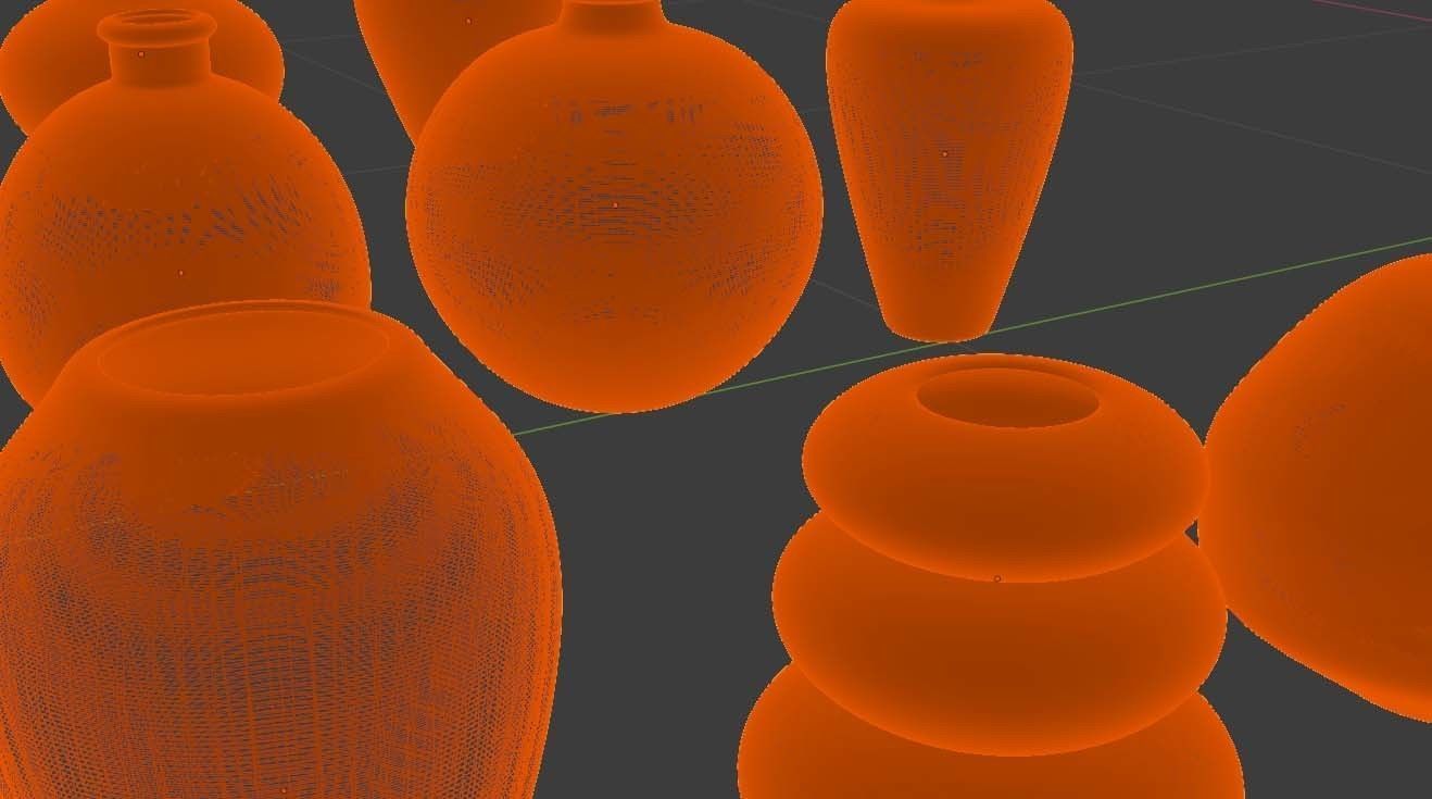 Vases - 16 Mixed Coloured - indoor assets 3D model_3