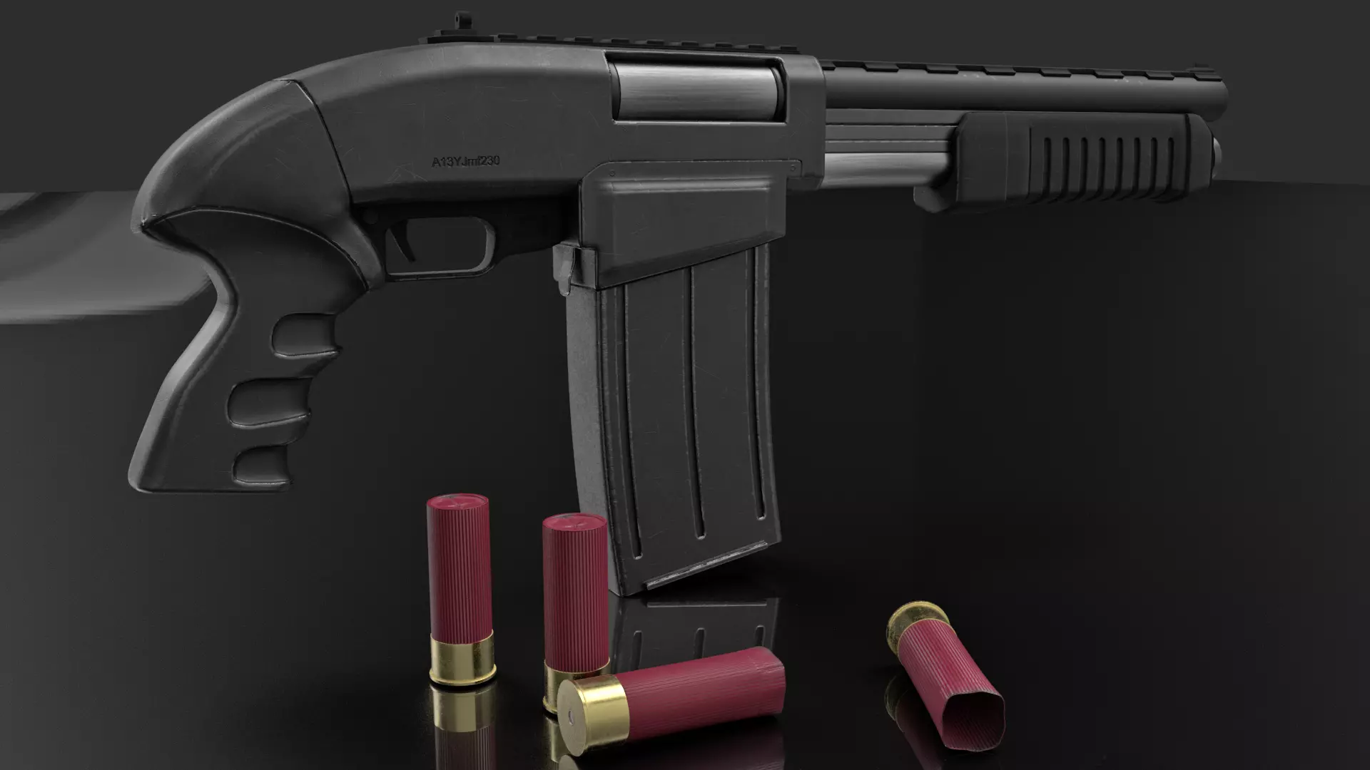 Pump Action Shotgun V01 3D model
