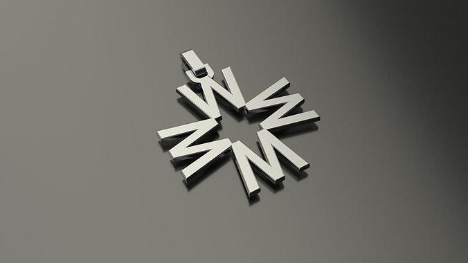 Pinwheel Letter W Necklace 3D print model
