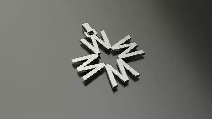 Pinwheel Letter W Necklace 3D print model