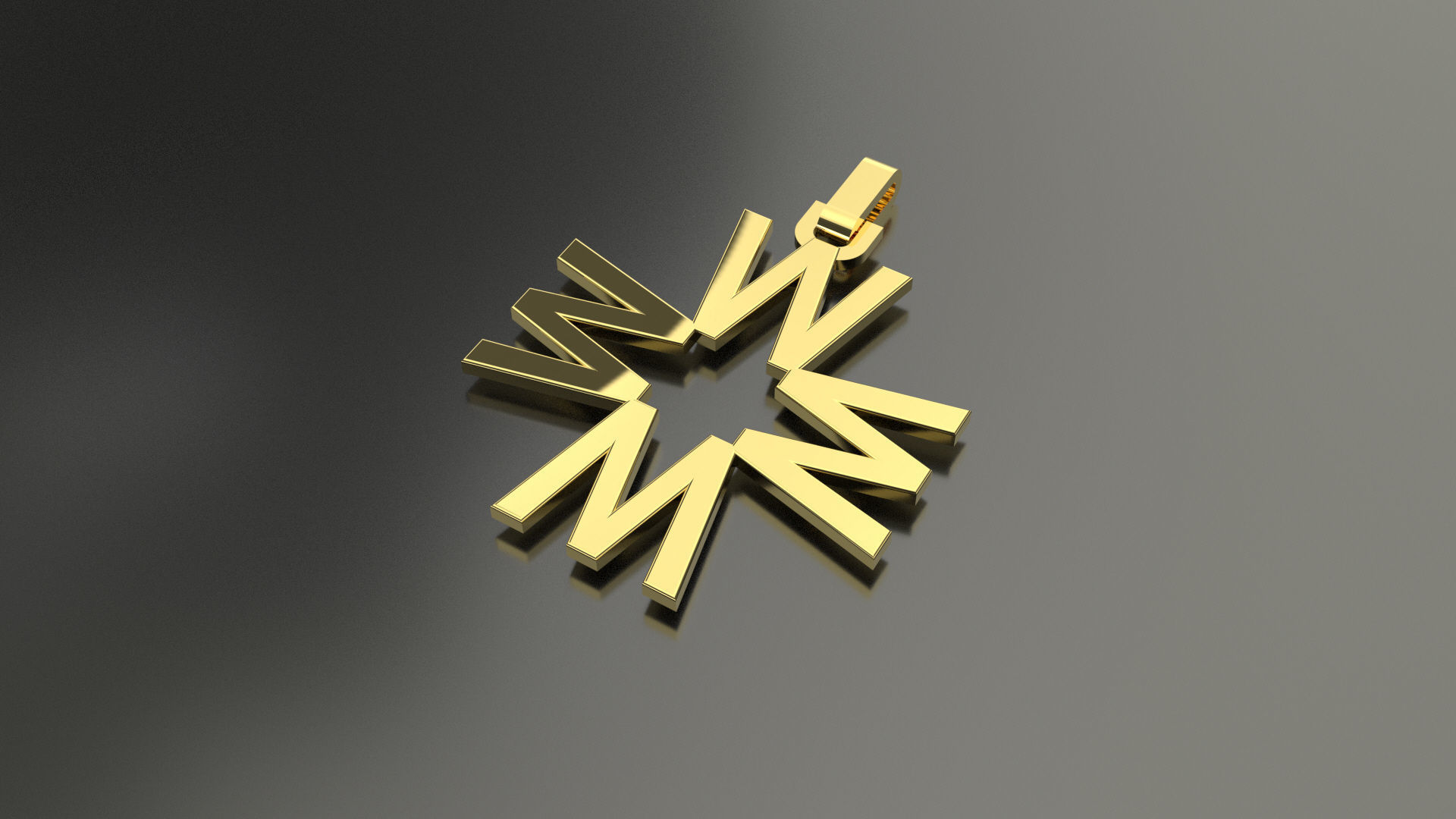 Pinwheel Letter W Necklace 3D print model_2