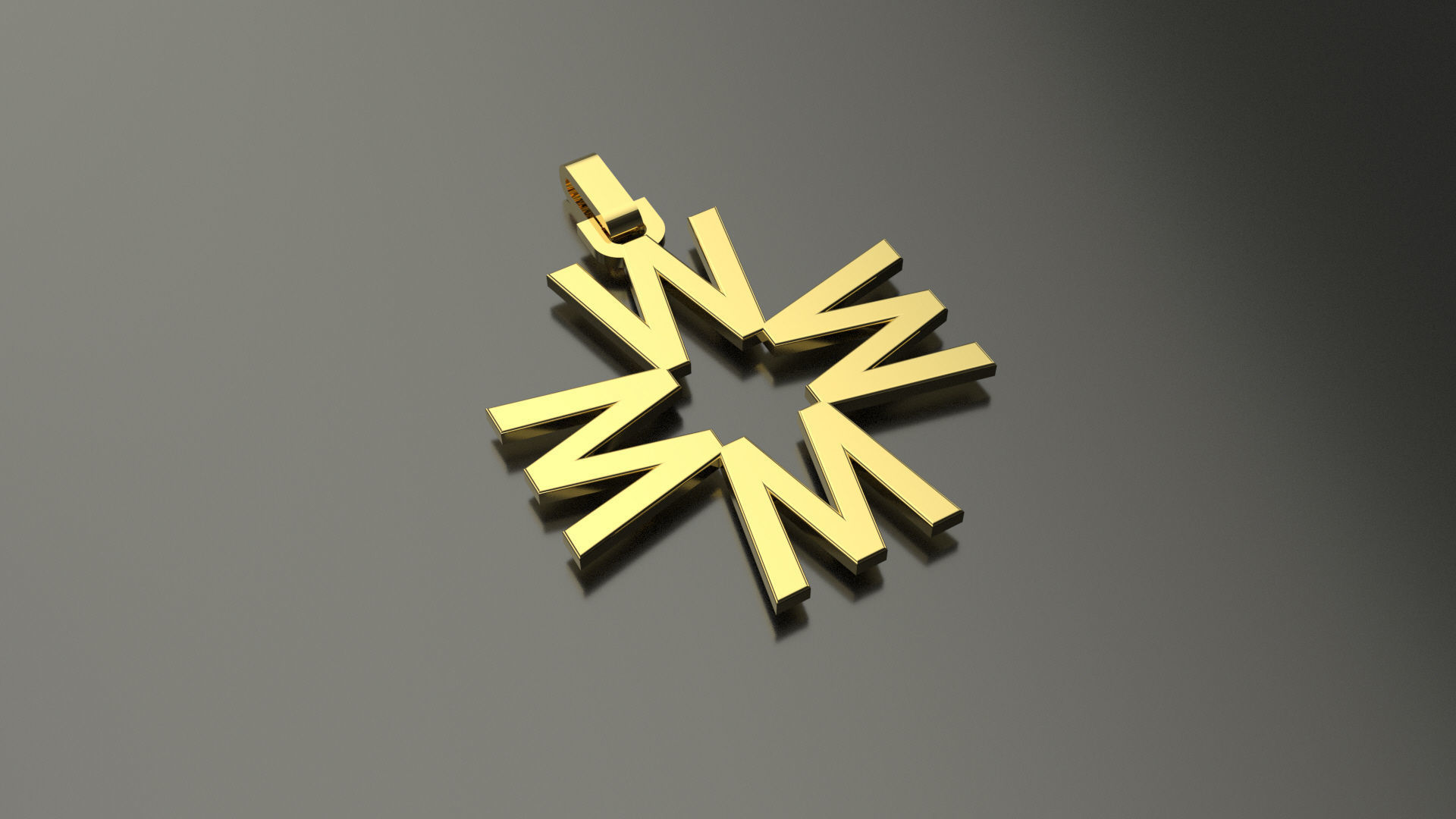 Pinwheel Letter W Necklace 3D print model_1