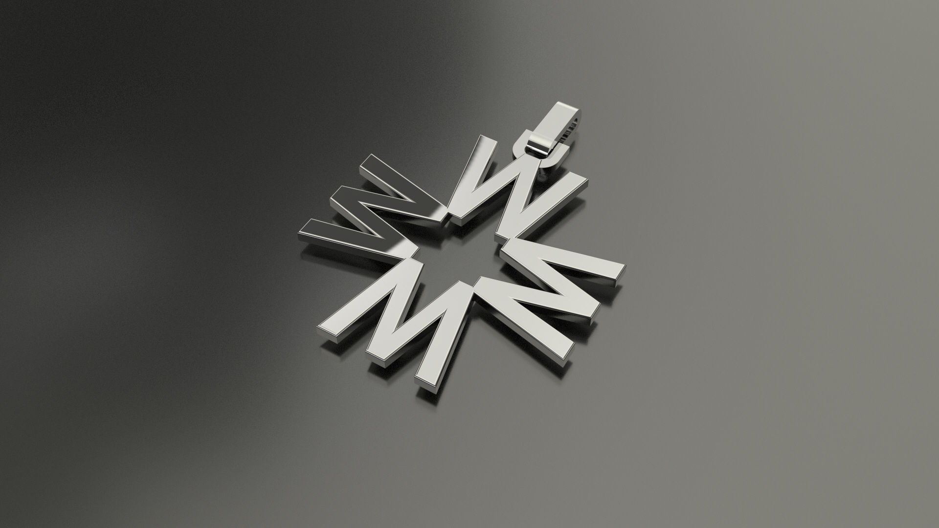 Pinwheel Letter W Necklace 3D print model_3