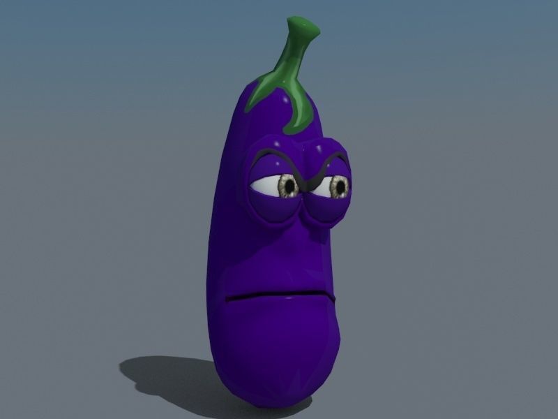 3D Cartoon - Evil Eggplant Low-poly 3D model_1
