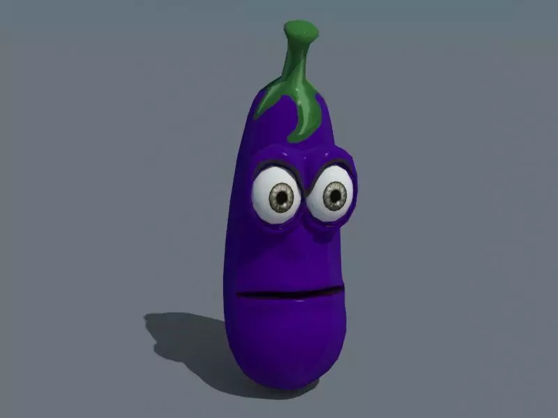 3D Cartoon - Evil Eggplant Low-poly 3D model_0