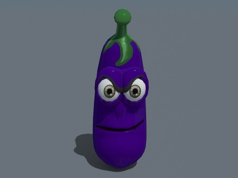 3D Cartoon - Evil Eggplant Low-poly 3D model_3