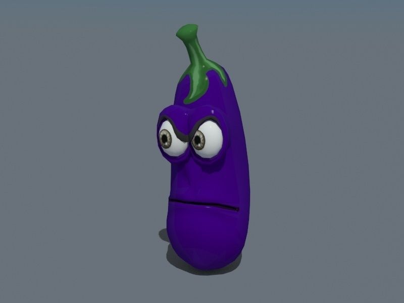 3D Cartoon - Evil Eggplant Low-poly 3D model_2