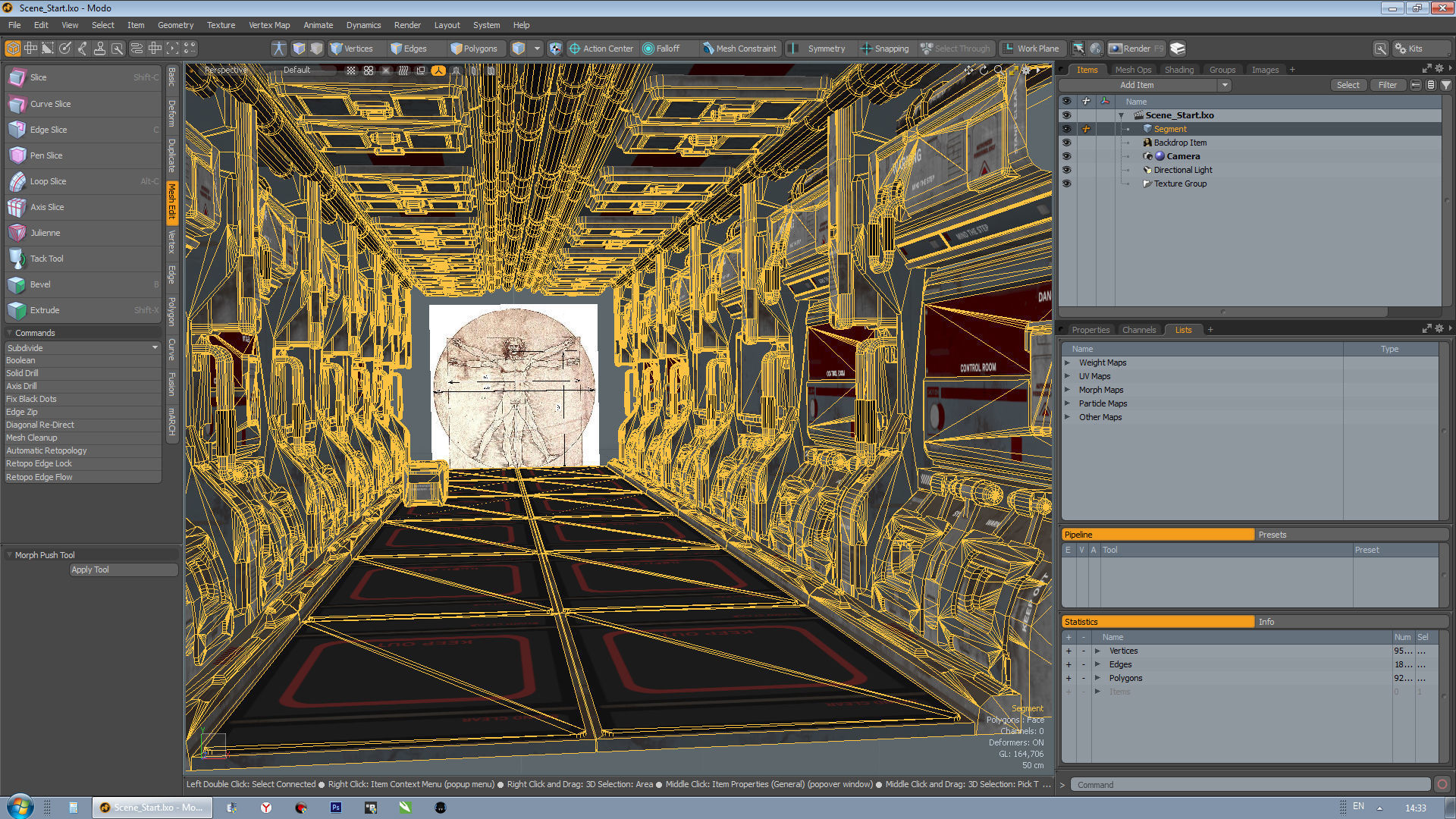 sci fi corridor Low-poly 3D model_3