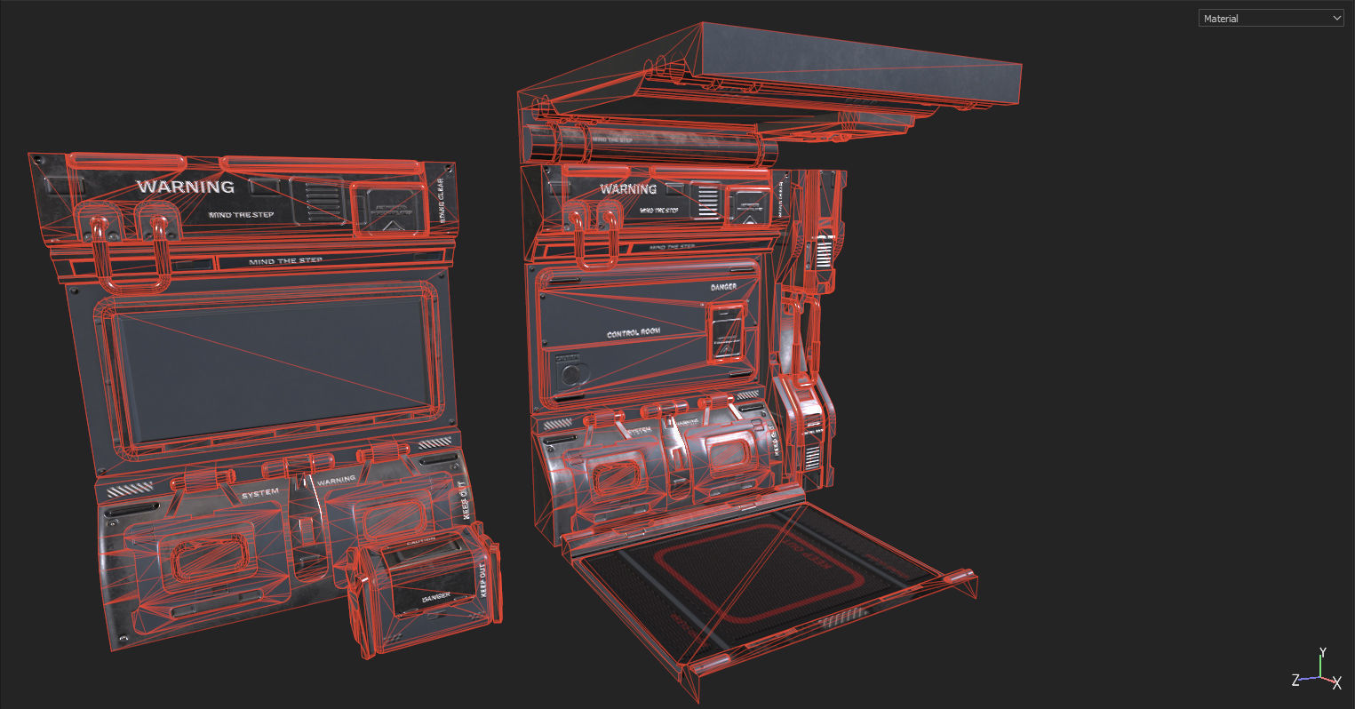 sci fi corridor Low-poly 3D model_6