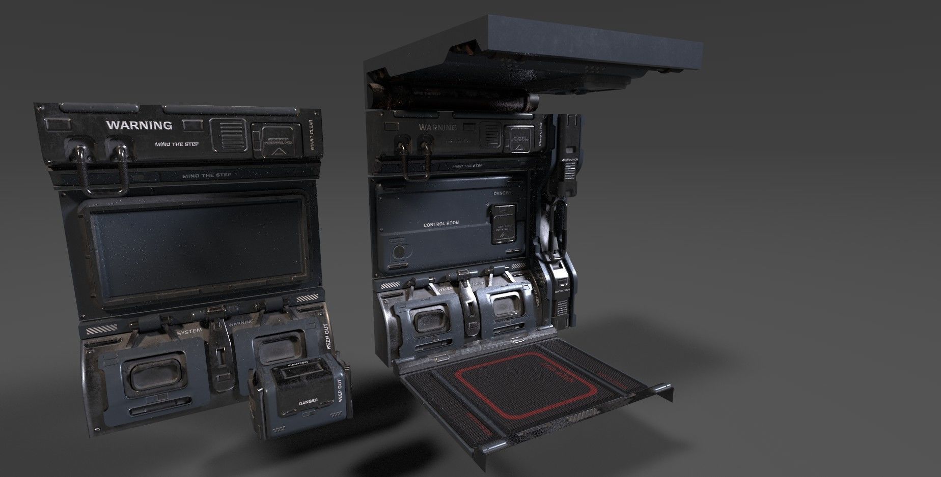 sci fi corridor Low-poly 3D model_4