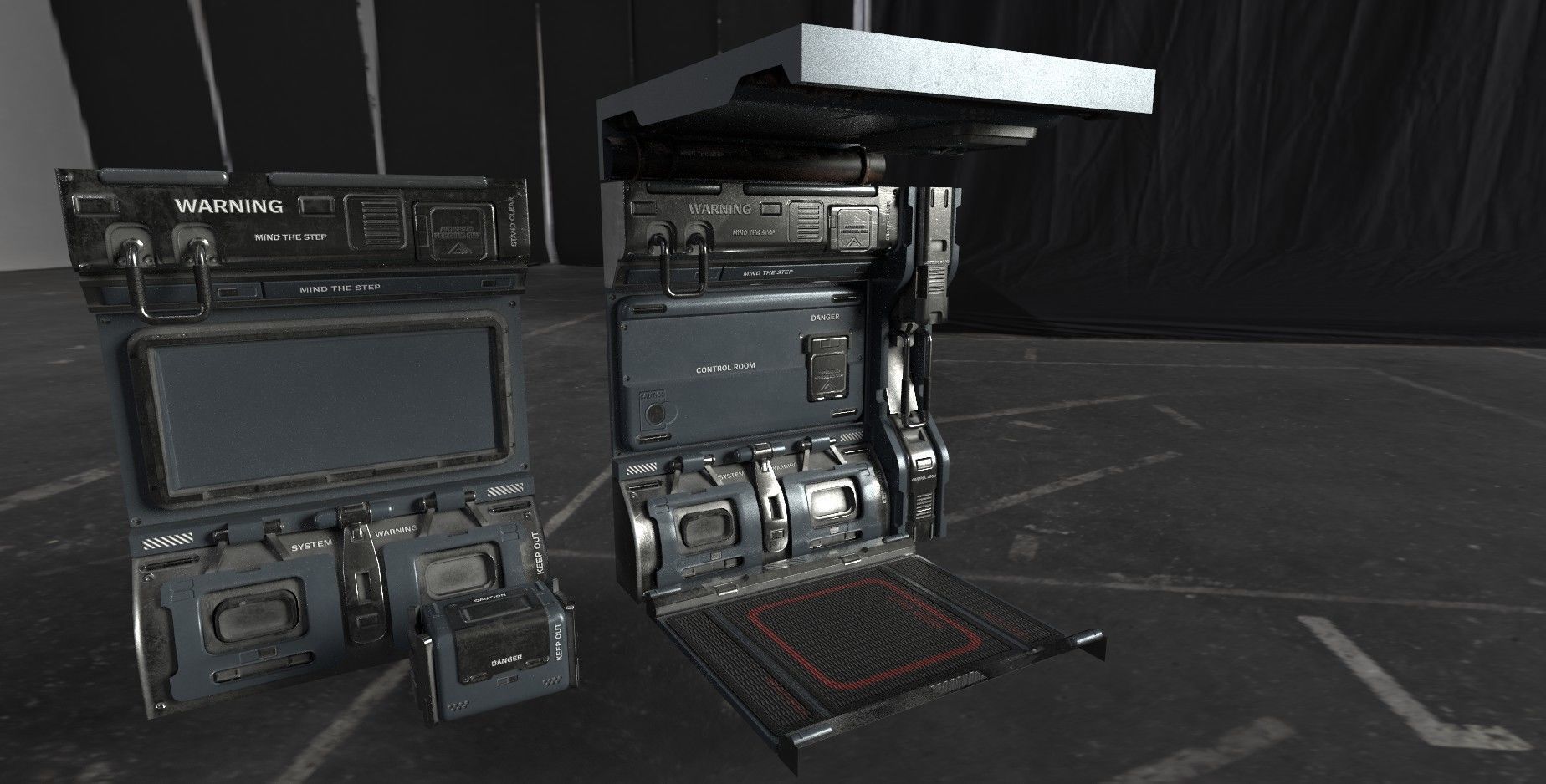 sci fi corridor Low-poly 3D model_5