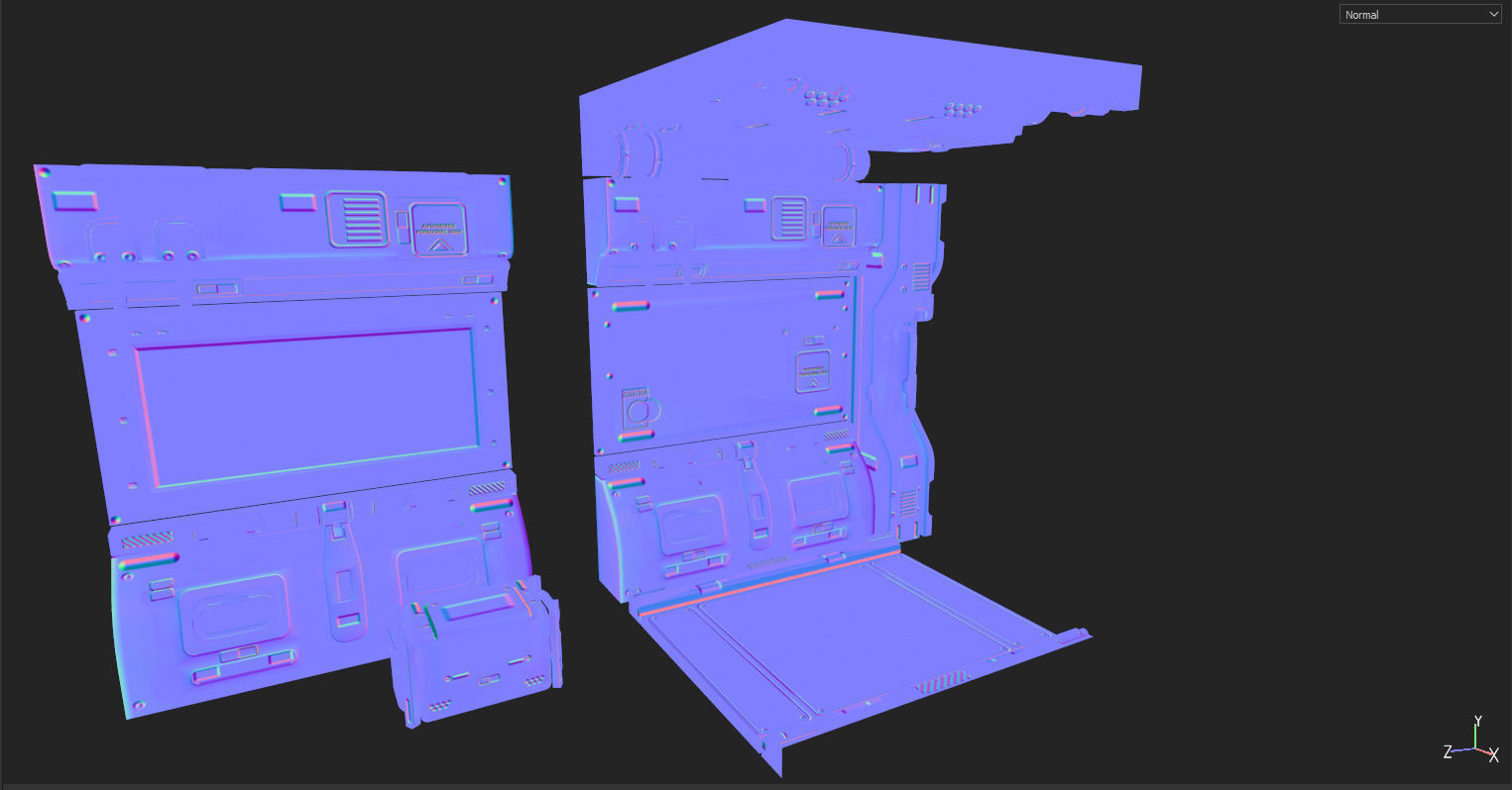 sci fi corridor Low-poly 3D model_8