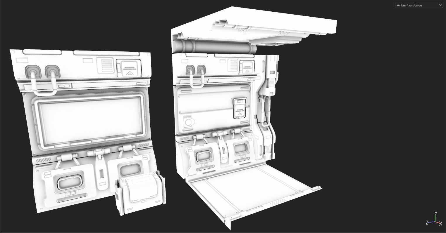 sci fi corridor Low-poly 3D model_7
