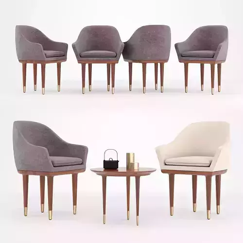 Stellar Works - Lunar Dining Chair Small and Side Table 3D model