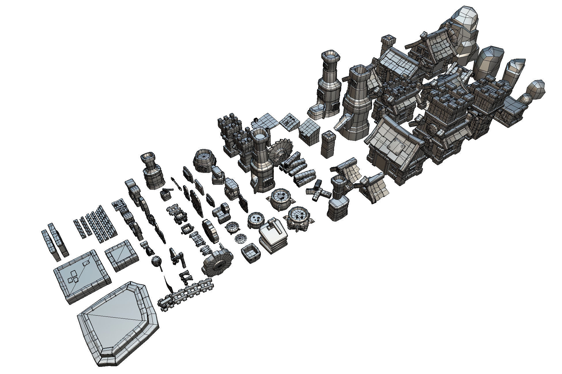Human RTS Building Set - Proto Series Low-poly 3D model_4