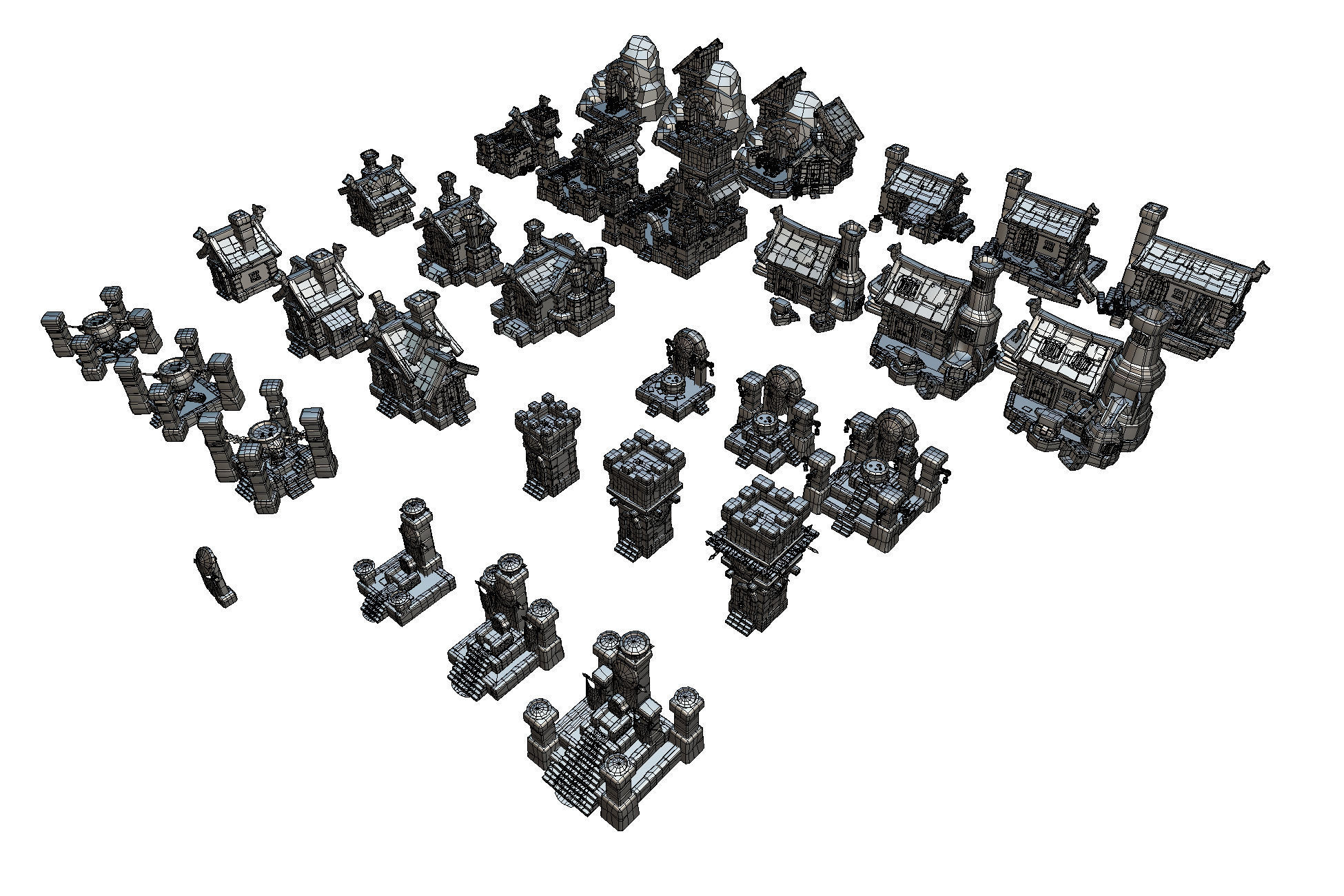 Human RTS Building Set - Proto Series Low-poly 3D model_8