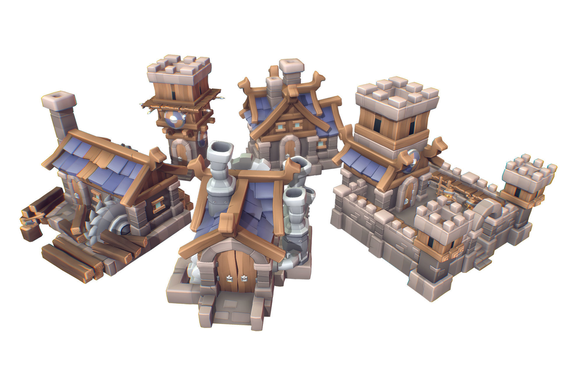 Human RTS Building Set - Proto Series Low-poly 3D model_1
