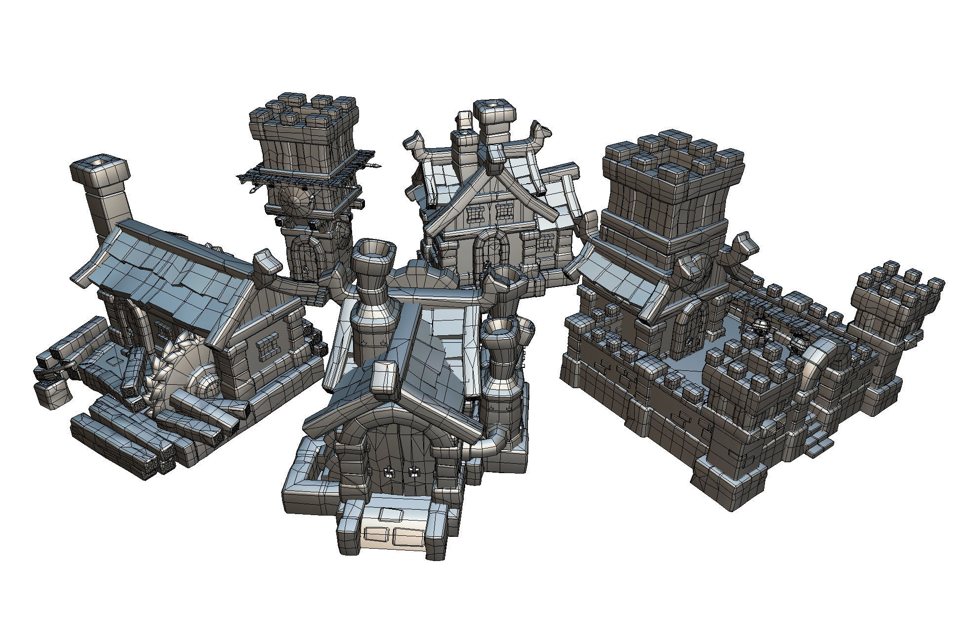 Human RTS Building Set - Proto Series Low-poly 3D model_2