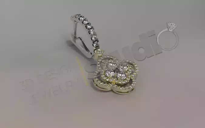 Brilliant luxury earring design 3d model