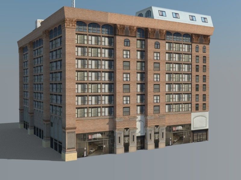 High-rise building 3D model Low-poly 3D model_3